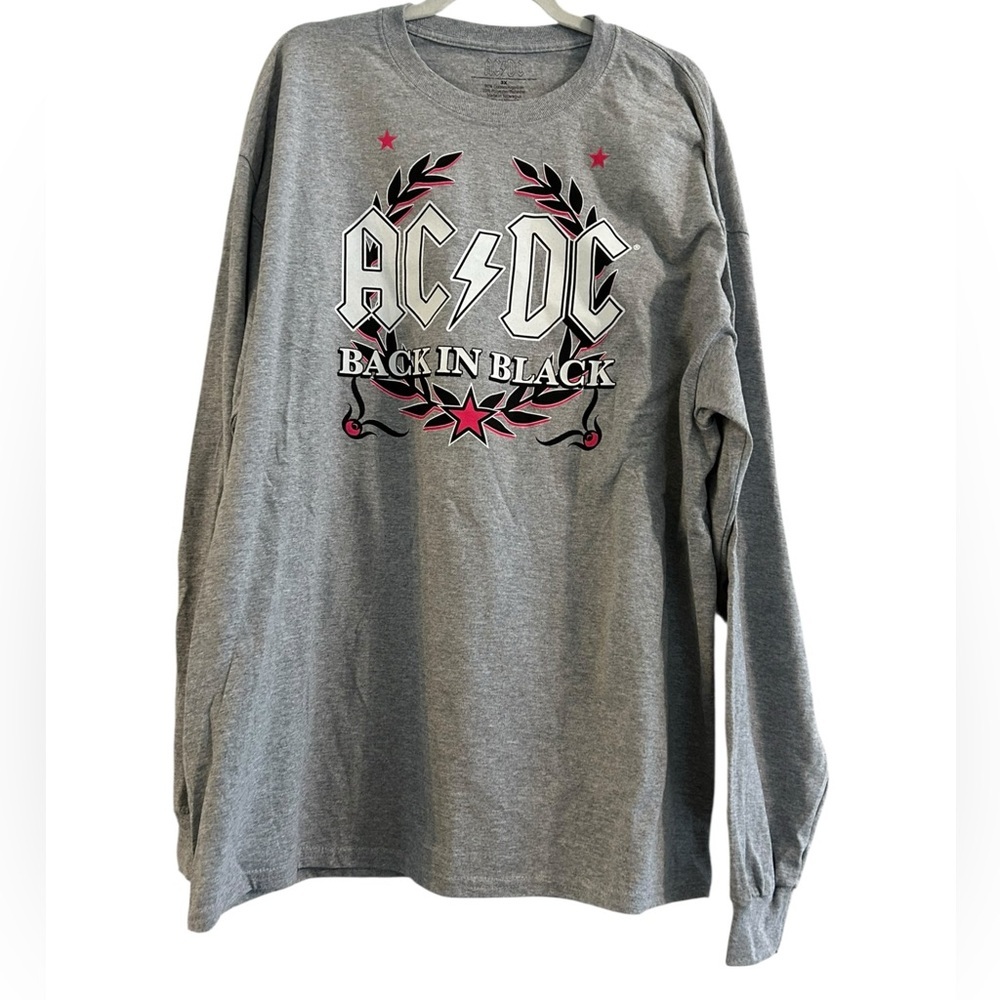 AC/DC "Back in Black" Long-Sleeve Graphic Tee - Heather Gray Size 3X